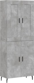vidaXL Ντουλάπι Γκρι Σκυροδέματος 69,5x34x180 εκ. Επεξεργασμένο Ξύλο