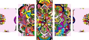 Εικόνα 5 μερών πολύχρωμη Μάνταλα - 200x100