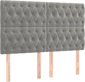 vidaXL Κρεβάτι Boxspring με Στρώμα&amp;LED Αν. Γκρι 140x190 εκ. Βελούδινο