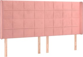 vidaXL Κρεβάτι Boxspring με Στρώμα &amp; LED Ροζ 200x200 εκ. Βελούδινο