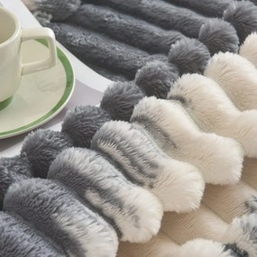 Κουβέρτα Fleece-Δίχρωμο Ριγέ Γκρι σκούρο flc15 - 2.20x2.40