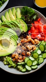 Intra Συλλεκτικό Ξύλινο Παζλ Plywood  4mm - Πολύχρωμο μπολ σαλάτας με αβοκάντο και λαχανικά Σε Ξύλινο Κουτί - Διαστάσεις: 10x10 cm – 25 κομμάτια