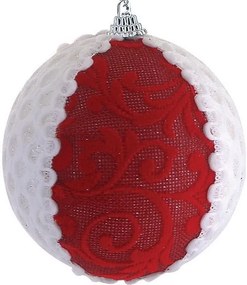 Χριστουγεννιάτικη Δίχρωμη Μπάλα Κόκκινο Άσπρο 10cm 50187179