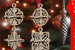 Intra απο ξύλο plywood 3mm-4mm πάχος 3D Χριστουγεννιάτικο 4Balls V32 Δίασταση 1x1 cm INTRAFABR-109319870