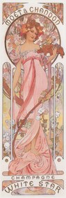 Εκτύπωση έργου τέχνης Moët & Chandon White Star Champagne (Beautiful Art Nouveau Lady, Advertisement) - Alfons / Alphonse Mucha, (20 x 60 cm)