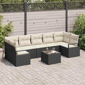 vidaXL Σετ Καναπέ Κήπου 8 pcs Μαύρο, Κρέμα 55 x 55 x 37 εκ