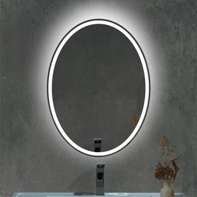Stewehome Οβάλ Καθρέφτης LED με Λέιζερ Σχέδιο Φως Ημέρας 60x80 cm