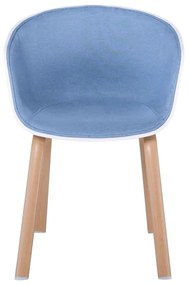 πολυθρόνα Steel OPTIM Φυσικό/ PP Άσπρο/Ύφασμα Μπλε 54x51x79cm (Σετ 4 ΤΕΜ)