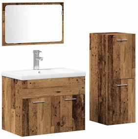 vidaXL Σετ Επίπλων Μπάνιου Επιτοίχιο 4 pcs Καφέ Επεξεργασμένο ξύλο