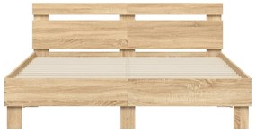 vidaXL Πλαίσιο Κρεβατιού με Κεφαλάρι/LED Sonoma δρυς 140x200 εκ.