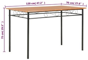 Τραπεζαρία Καφέ 120 x 70 x 75 εκ. από MDF - Καφέ