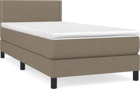 vidaXL Κρεβάτι Boxspring με Στρώμα Taupe 90x190 εκ.Υφασμάτινο