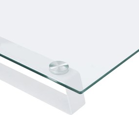 vidaXL Βάση Οθόνης Λευκή 80 x 20 x 8 εκ. από Ψημένο Γυαλί και Μέταλλο