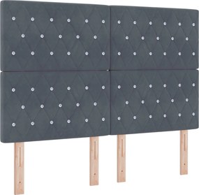 vidaXL Κρεβάτι box spring με στρώμα Σκούρο Γκρι 140 x 190 cm Βελούδο