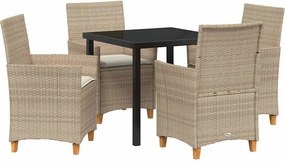 vidaXL Σέτ φαγητού για κήπο 5 pcs Μπεζ συνθετικό ρατάν