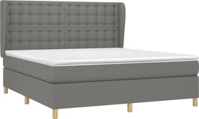 vidaXL Κρεβάτι Boxspring με Στρώμα Σκούρο Γκρι 180x200 εκ Υφασμάτιν