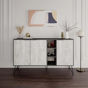 Μπουφές Clara Megapap χρώμα γκρι ρετρό - λευκό αντικέ 142x35,6x83εκ.