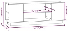 Έπιπλο Τηλεόρασης 110 x 35 x 40,5 εκ. από Μασίφ Ξύλο Πεύκου - Καφέ