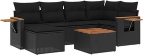 vidaXL Patio Sofa Set 7-θέσια Black