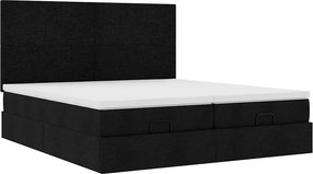 vidaXL Οθωμανικό Κρεβάτι με Στρώματα Μαύρο 200x200cm Ύφασμα