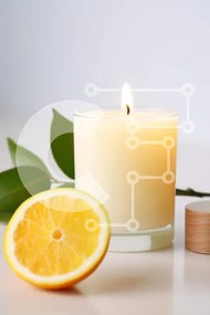 Intra Συλλεκτικό Ξύλινο Παζλ Plywood 4mm - Αναμμένο κερί με φέτα πορτοκαλιού και πράσινα φύλλα Σε Ξύλινο Κουτί - Διαστάσεις Puzzle: 10x10 cm – 25 κομμάτια