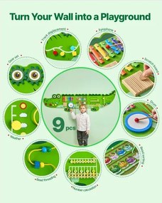 VEVOR Crocodile Activity Wall Busy Board Panels 9 Activities Sensory Wall Panel