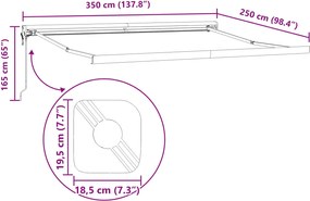 vidaXL Αναδιπλούμενη τέντα Λευκό 350 x 250 x 165 εκ.