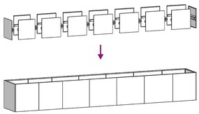 Ζαρντινιέρα 280x40x40 εκ. από Ανοξείδωτο Ατσάλι - Ασήμι