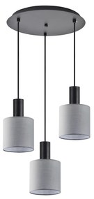 Φωτιστικό Οροφής  SE21-BL-4-3BL-SH2 ADEPT TUBE Black Pendant Grey Fabric Shade+ - 51W - 100W - 77-8516