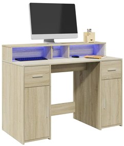 Γραφείο με LED Sonoma δρυς 120x55x91 εκ. Επεξεργ. Ξύλο