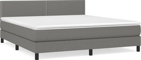 vidaXL Κρεβάτι Boxspring με Στρώμα Σκούρο Γκρι 180x200 εκ Υφασμάτιν