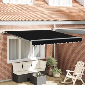 vidaXL Χειροκίνητη Ανασυρόμενη Τέντα Μαύρη 350x250 εκ.