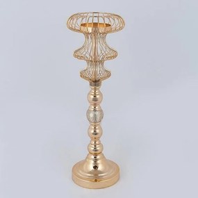 Κηροπήγιο Μεταλλικό 752-24082 16x47cm Gold Estheti Home Metal