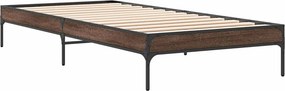 vidaXL Πλαίσιο Κρεβατιού Καφέ Δρυς 75x190 εκ. Επεξ. Ξύλο &amp; Μέταλλο