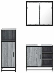 vidaXL Σετ Επίπλων Μπάνιου 3 Τεμαχίων Γκρι Sonoma Επεξεργασμένο Ξύλο
