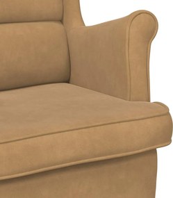 vidaXL Κουνιστή Πολυθρόνα με Πλάτη και Κάσα από Βελούδο σε Καφέ Χρώμα
