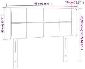 Κεφαλάρι με Πτερύγια Ανοιχτό Γκρι 93x16x78/88 εκ. Βελούδινο 3118804