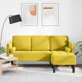 vidaXL Γωνιακός Καναπές Κίτρινος 173x131x67 εκ. Βελούδο