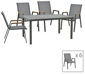 Intrahome Τραπεζαρία Azelie-Kliton Intrahome σετ 7τεμ ανθρακί ύφασμα-ανθρακί αλουμίνιο 150x80x74εκ | SKU: INTRAPA-399111121