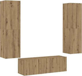 vidaXL 3 τεμαχίων σετ επίτοιχου ντουλαπιού τηλεόρασης