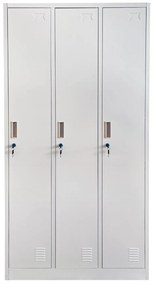 Ντουλάπα Τρίφυλλη EARWEN Ανοιχτό Γκρι Μέταλλο 90x45x185cm