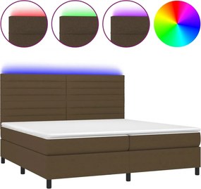 vidaXL Κρεβάτι Boxspring με Στρώμα &amp; LED Σκ.Καφέ 200x200εκ. Υφασμάτινο