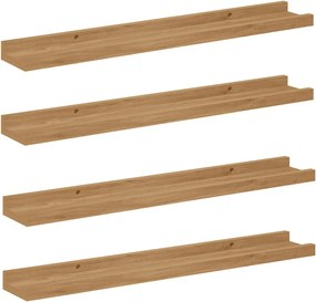 vidaXL Ράφι Τοίχου με ράφι 4 pcs Καφέ 60 x 9 x 3 cm Επεξεργασμένο ξύλο