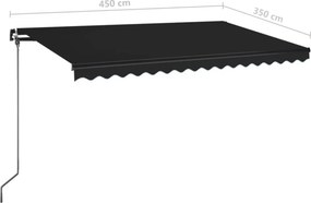 vidaXL Τέντα Συρόμενη Χειροκίνητη Ανθρακί 450 x 350 εκ.