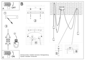 Sollux Κρεμαστό φωτιστικό Edison 3,μαύρο,3xE27/60w