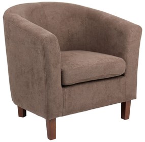 Intrahome Πολυθρόνα Tronmo Intrahome σκούρο καφέ ύφασμα και πόδι rubberwood σε καρυδί απόχρωση 75x69x75εκ | SKU: INTRAPA-366111171