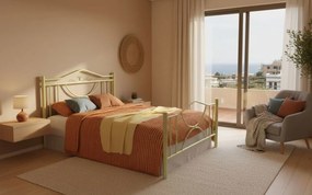 Κρεβάτι Roza-160x200-Εκρού-Με ποδαρικό