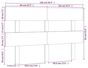 Κεφαλάρι Κρεβατιού Μελί 138 x 3 x 81 εκ. από Μασίφ Ξύλο Πεύκου - Καφέ