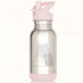 Παγούρι Παιδικό Loopy Cat GSJL48 6,7x19,5cm 400ml Silver-Pink Gaspajoe Gaspajoe 400ml Silikon,Polypropylene