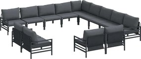 vidaXL Σετ Καναπέ Κήπου με μαξιλάρι 13 pcs Μαύρο Ατσάλι